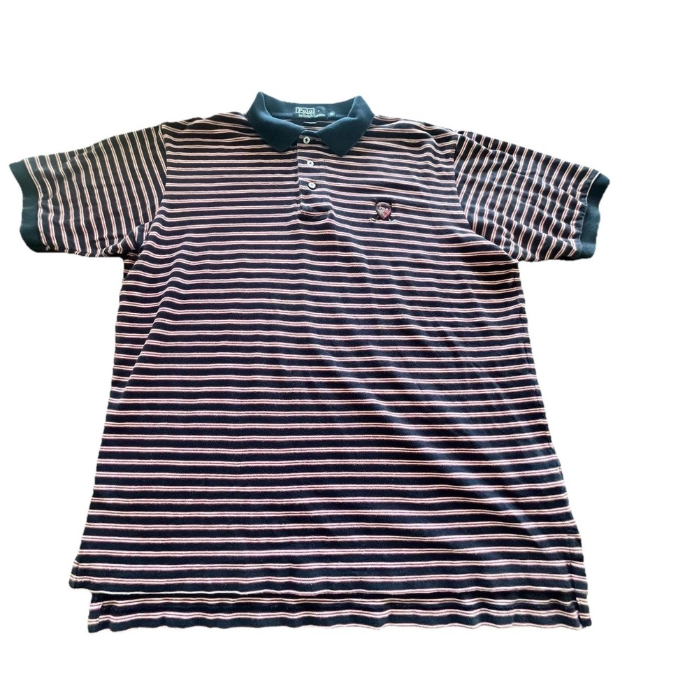 Polo Golf Ralph Lauren Red Blue Striped Polo Shirt Men's XL Short Sleeve‎